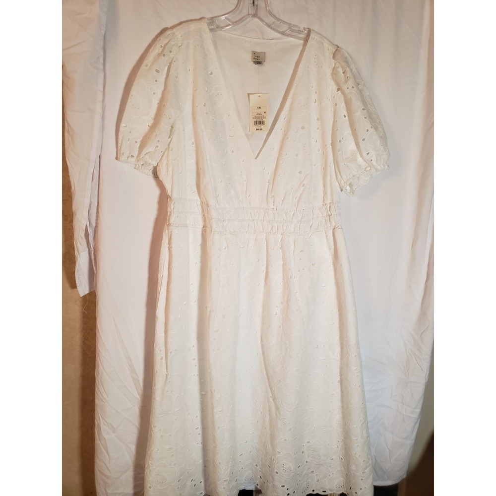 Women's A New Day White Eyelet Short Sleeve Dress Size XXL
